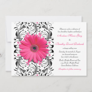 Invitación a la boda floral de Daisy Gerbera rosad