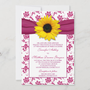 Invitación a la boda floral de damasco rosado con