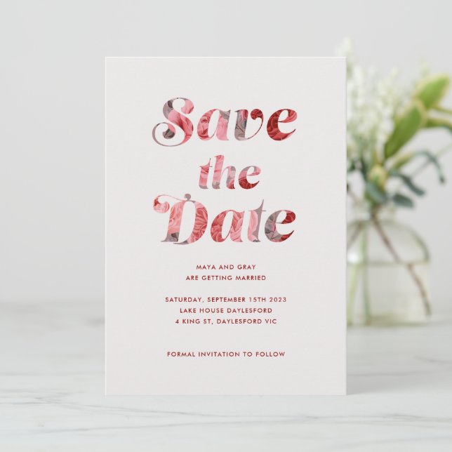 Invitación a la boda floral de diversión (Anverso de pie)