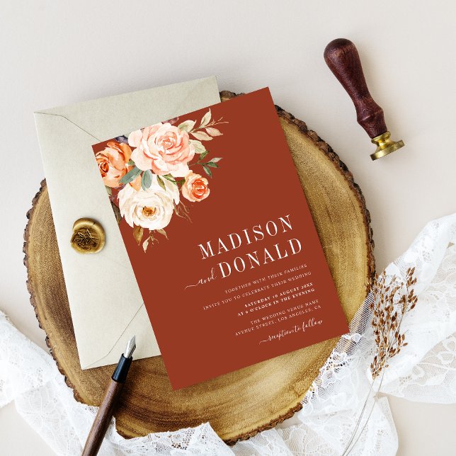 invitación a la boda floral de eathtone fall (Subido por el creador)
