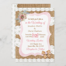 Invitación a la boda floral de encaje y argollas
