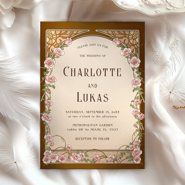 Invitación a la boda floral de estilo Art Nouveau  (Subido por el creador)
