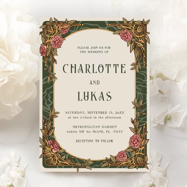Invitación a la boda floral de estilo Art Nouveau  (Subido por el creador)