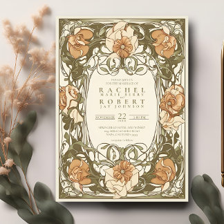 Invitación a la boda floral de estilo Art Nouveau