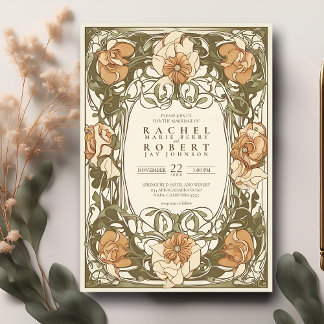 Invitación a la boda floral de estilo Art Nouveau