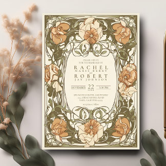 Invitación a la boda floral de estilo Art Nouveau