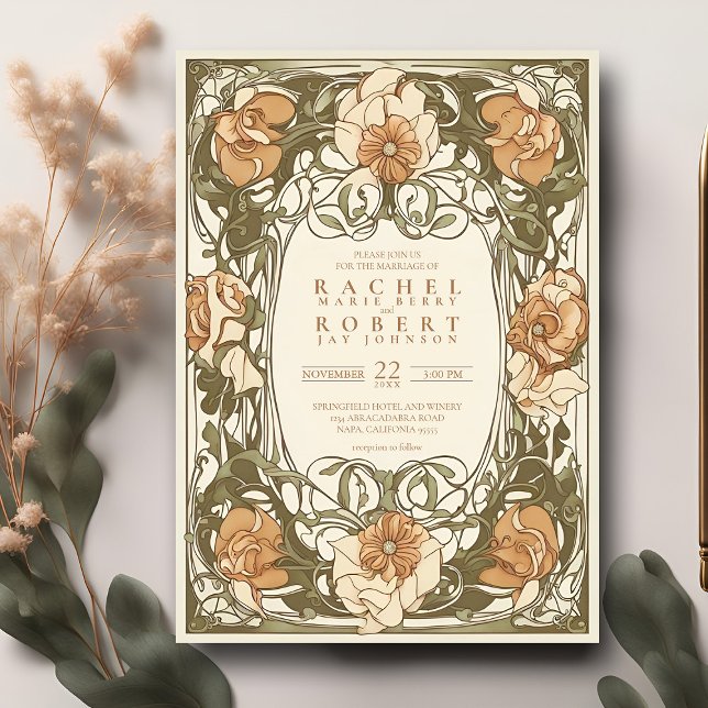 Invitación a la boda floral de estilo Art Nouveau  (Subido por el creador)