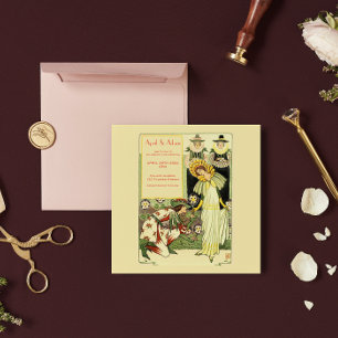 Invitación a la boda floral de estilo Art Nouveau 