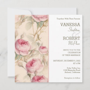 Invitación a la boda floral de estilo vintage