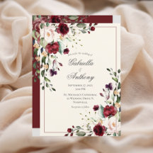 Invitación a la boda floral de eucalipto de Borgoñ