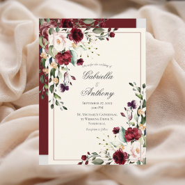Invitación a la boda floral de eucalipto de Borgoñ