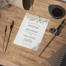 Invitación a la boda floral de eucalipto verde sab