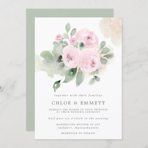 Invitación a la boda floral de Eucalyptus Rosa