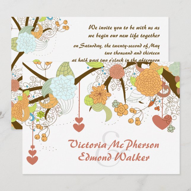 Invitación a la boda floral de Fantasy Fantasy (Anverso / Reverso)
