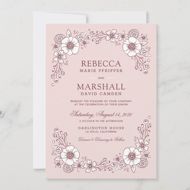 Invitación a la boda floral de florecimiento de la (Anverso)