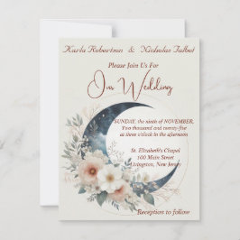 Invitación a la boda floral de flores de luna blan