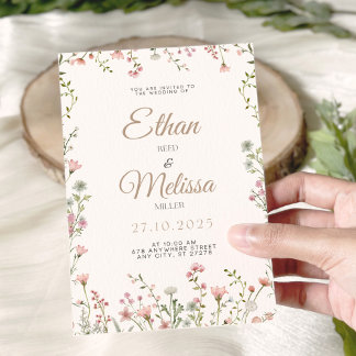 Invitación a la boda floral de flores silvestres