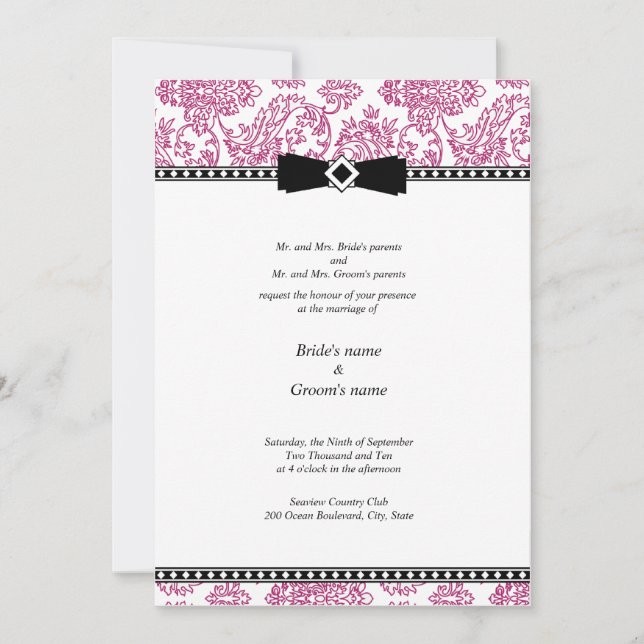 Invitación a la boda floral de Fuchsia (Anverso)