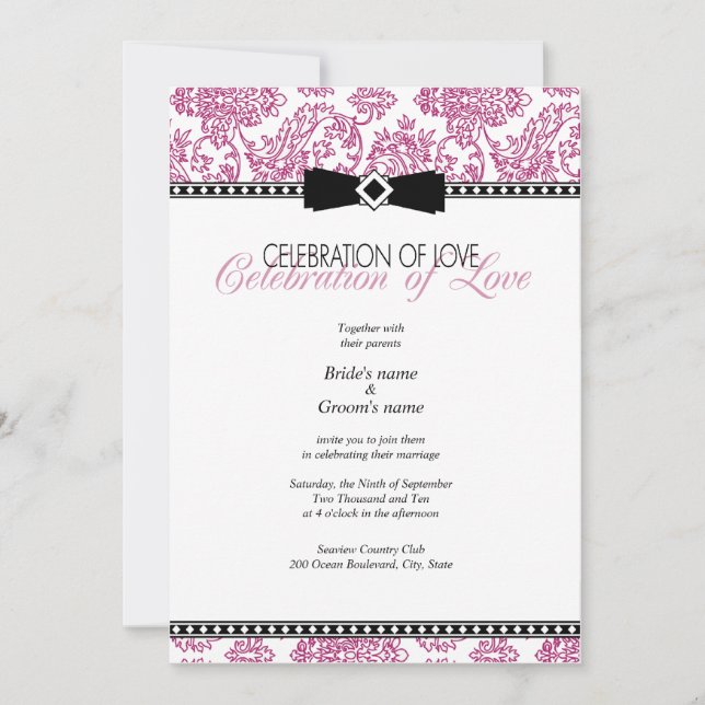 Invitación a la boda floral de Fuchsia (Anverso)