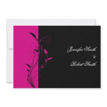 Invitación a la boda floral de fucsia y negro