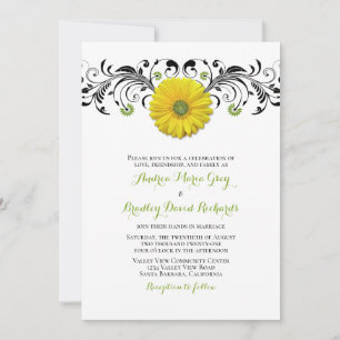 Invitación a la boda floral de gérber amarilla