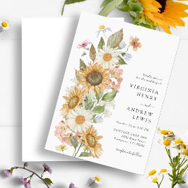 Invitación a la boda floral de girasol