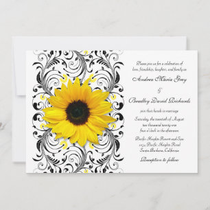 Invitación a la boda floral de girasol