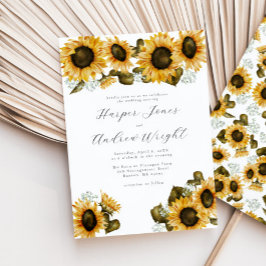 Invitación a la boda floral de girasol amarillo