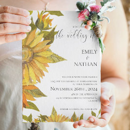 Invitación a la boda floral de girasol amarillo bo