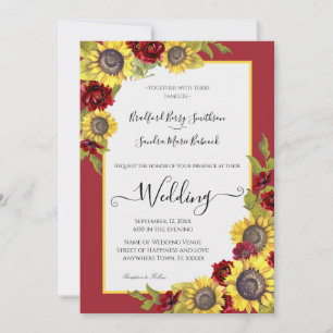 Invitación a la boda floral de girasol amarillo ru