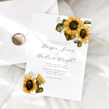 Invitación a la boda floral de girasol rústico