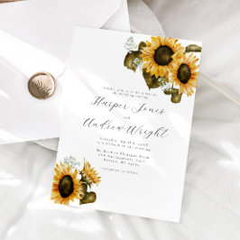 Invitación a la boda floral de girasol rústico