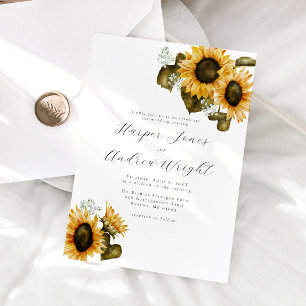 Invitación a la boda floral de girasol rústico