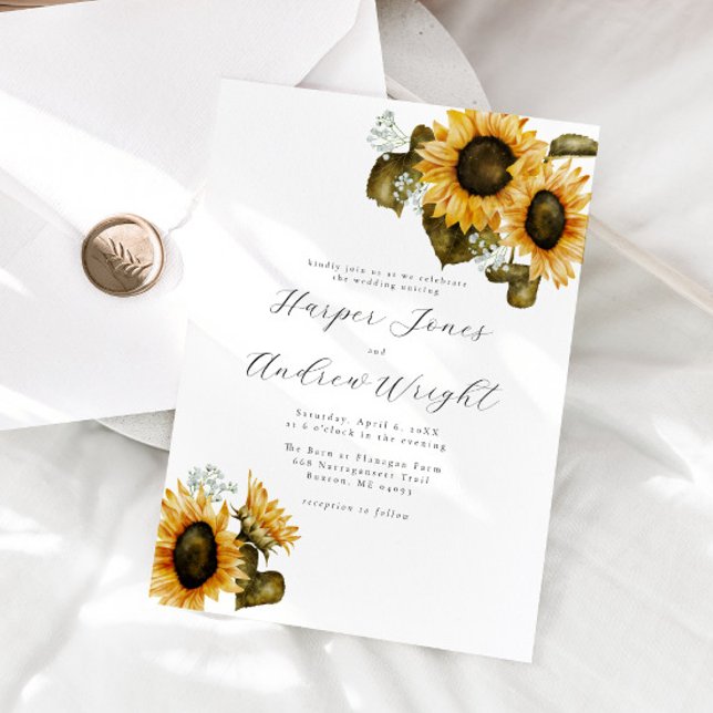 Invitación a la boda floral de girasol rústico (Subido por el creador)