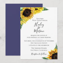 Invitación a la boda floral de girasol rústico