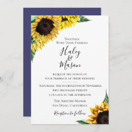 Invitación a la boda floral de girasol rústico