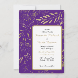 Invitación a la boda floral de hoja de Relieve met