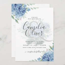 Invitación a la boda floral de Hydrangea azul mode