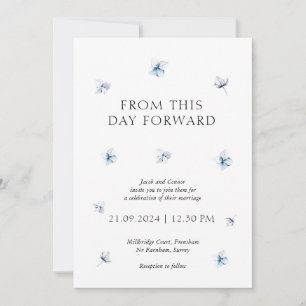 Invitación a la boda floral de Hydrangea azul mode
