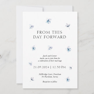 Invitación a la boda floral de Hydrangea azul mode
