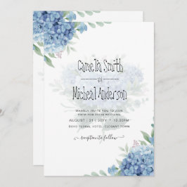 Invitación a la boda floral de Hydrangea azul mode