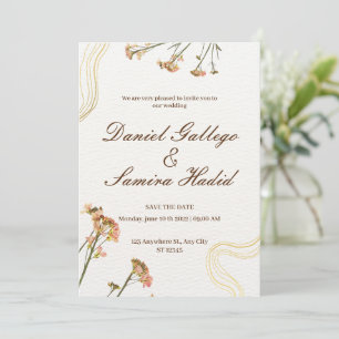 Invitación a la boda floral de Ilustracion neutro