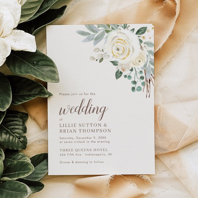Invitación a la boda floral de invierno blanco y s (Subido por el creador)