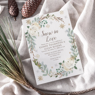 Invitación a la boda floral de invierno con nieve