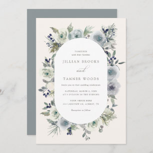 Invitación a la boda floral de invierno plateado
