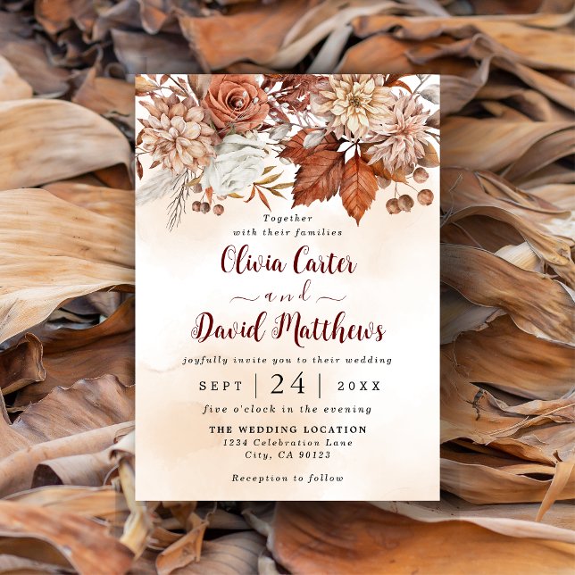Invitación a la boda floral de invierno rústico en (Subido por el creador)