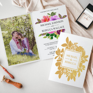 Invitación a la Boda Floral de Jardín vibrante de 