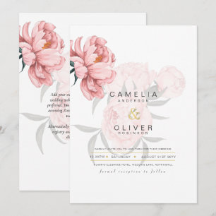 Invitación a la boda floral de jóvenes rosados de