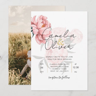 Invitación a la boda floral de jóvenes rosados de