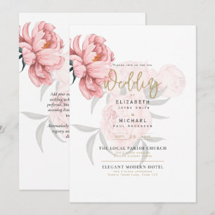 Invitación a la boda floral de jóvenes rosados de 